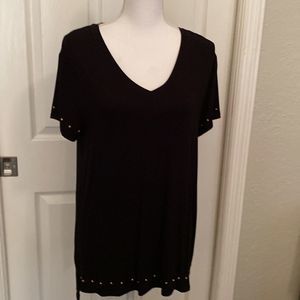 Carmen Marc Valvo Black Top Gold Studs M NEW